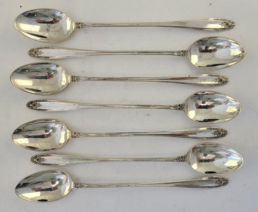 7pc. International Prelude Sterling Silver  7 3/8" Long Iced Tea Spoons 6.3oz.