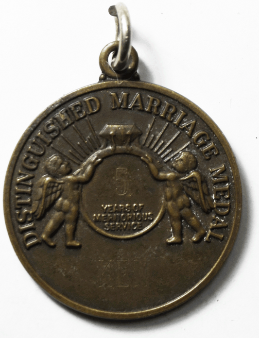 1930's Distinguished Marriage Medal Fob Pendant 5 Years of Service Ken 38mm