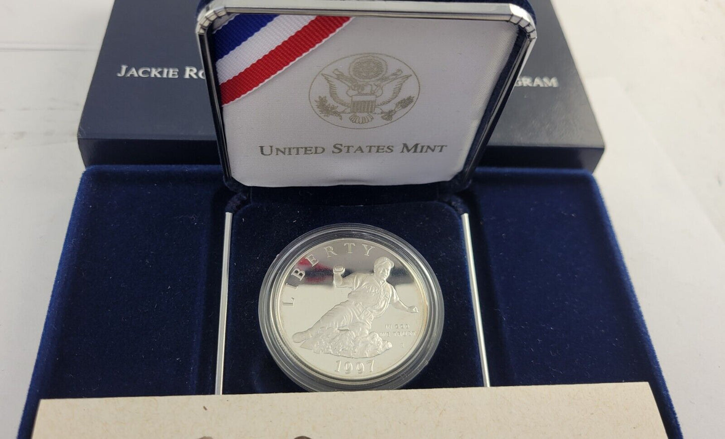 1997 S Jackie Robinson 50th Anniversary Proof Silver Dollar Commemorative Coin