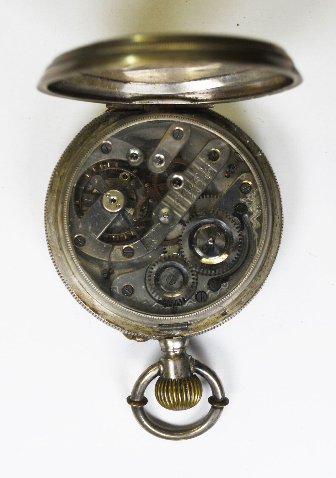 R Schmid 800 Fine Silver Machine Turned 53mm Case Swiss Pocket Watch