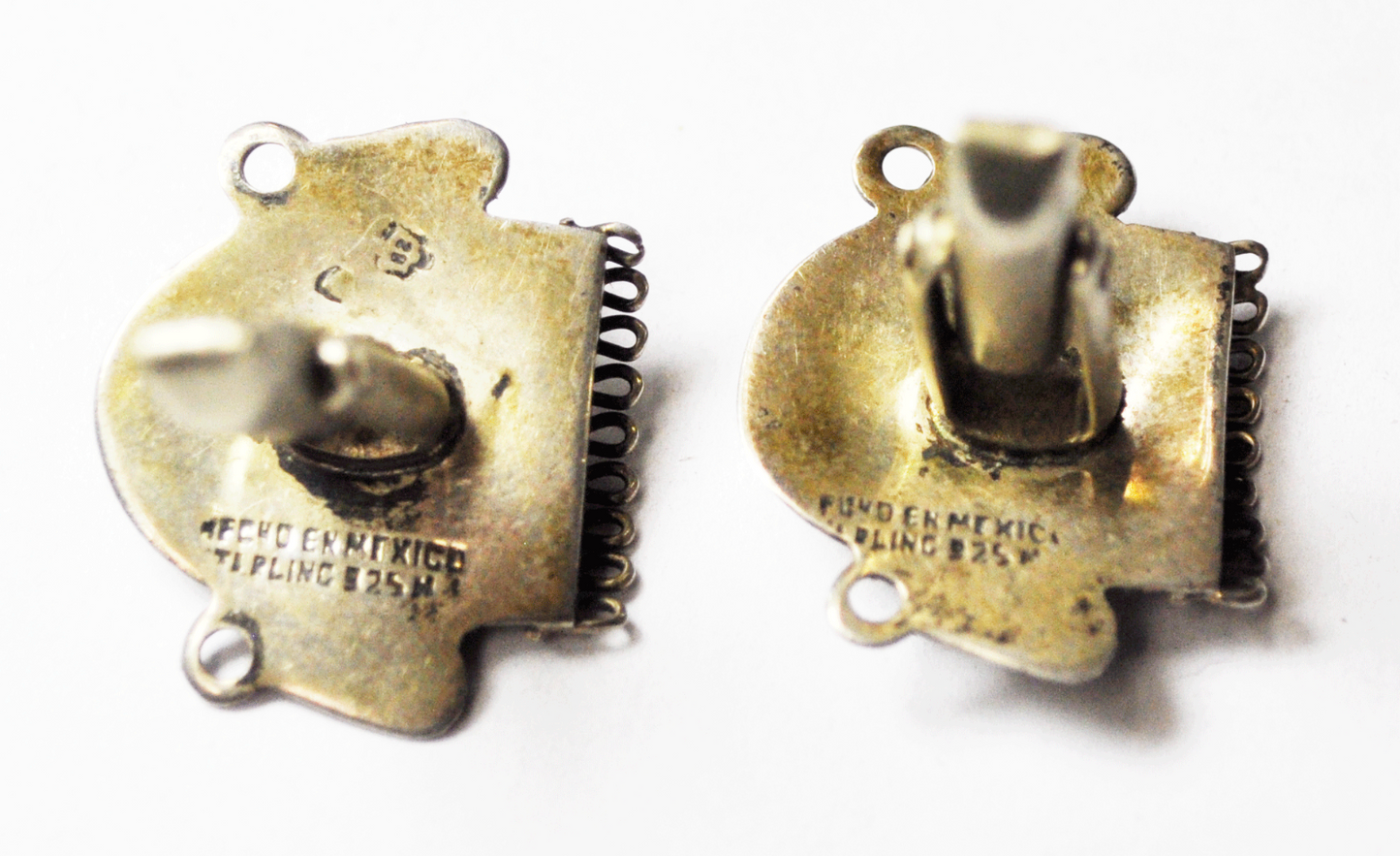 Vintage Sterling Silver Tiki Mask Aztec Warrior Cufflinks 25mm H Eagle 28
