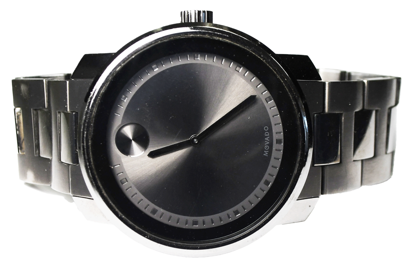 Movado Bold Quartz 01.1.34.6137 Wristwatch 42mm Gunmetal Stainless 6-3/4" Wrist