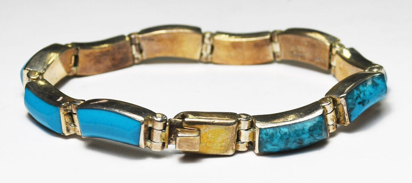 Sterling 950 Silver Turquoise Curve Bracelet 6mm 6.75"