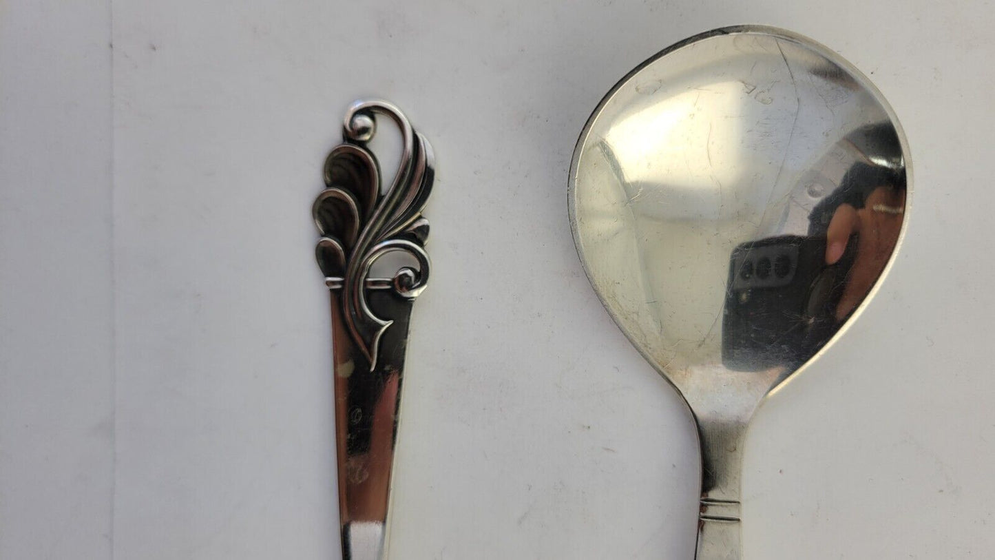 Vintage Copenhagen Sterling Silver Spoons 5 1/4" Denmark 1.3oz. Hand Wroght