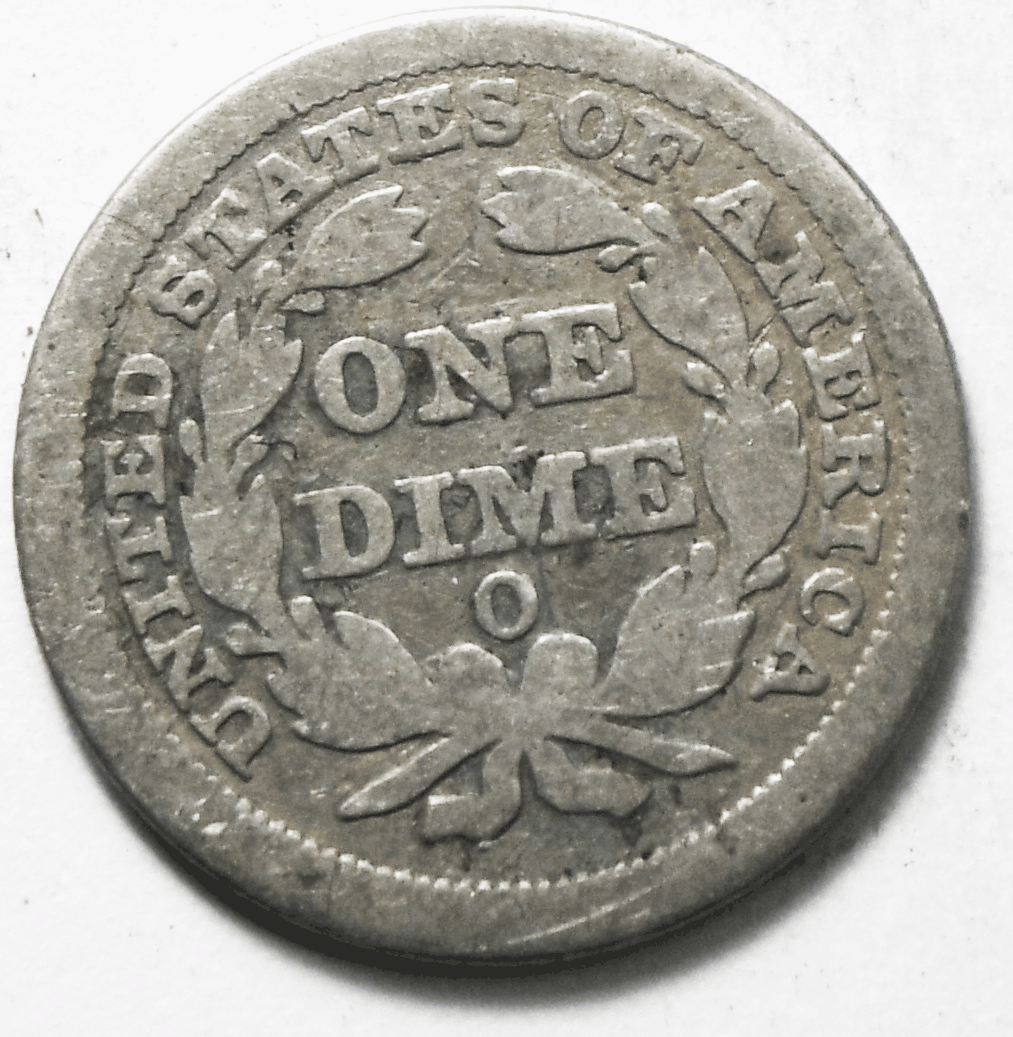 1857 O 10c Seated Liberty Silver Dime Ten Cents New Orleans