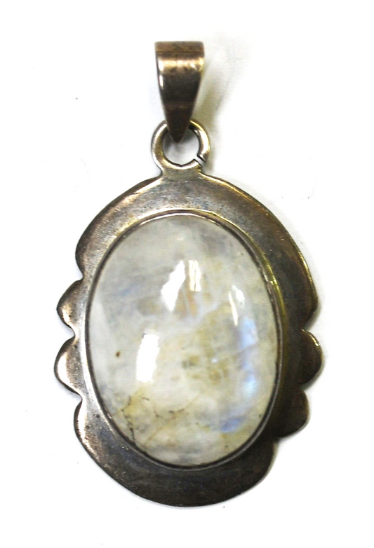 Sterling Silver Oval Iridescent Crackle Quartz Pendant 42mm x 23mm