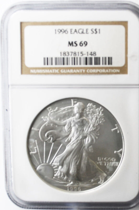 1996 American Silver Eagle $1 NGC MS69 .999 Fine 1oz. Gem Uncirculated
