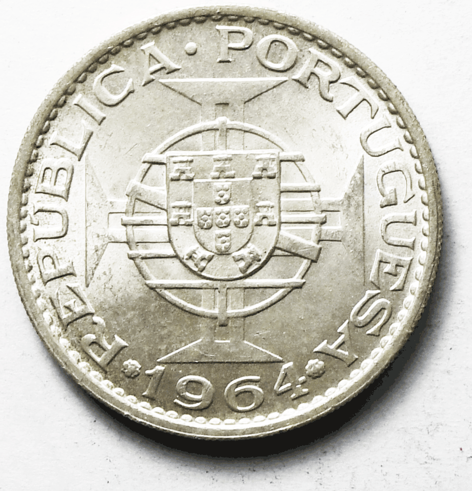 1964 Timor 10 Ten Escudos Silver Coin KM# 16 Uncirculated