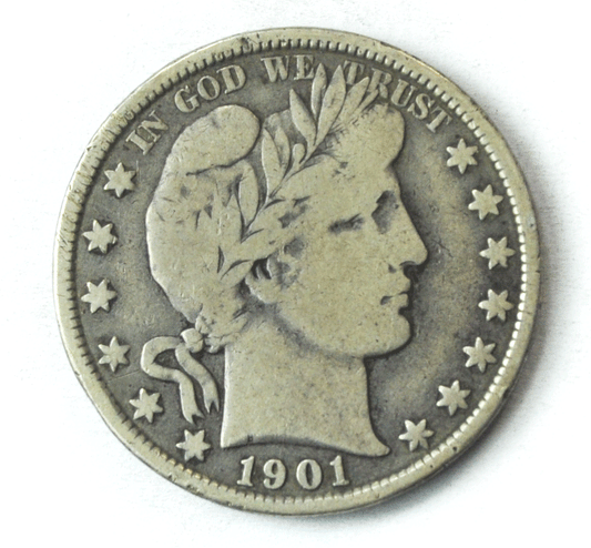 1901 50c Barber Silver Half Dollar Fifty Cents US Philadelphia