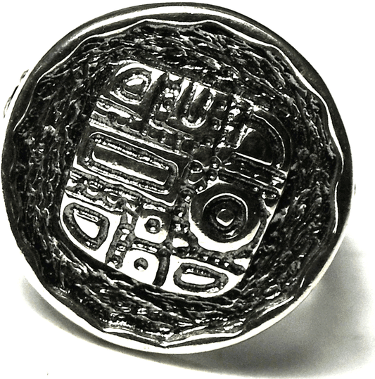 Sterling Silver R1531 Silpada Aztec Mosaic Disc Ring 20mm Size 6