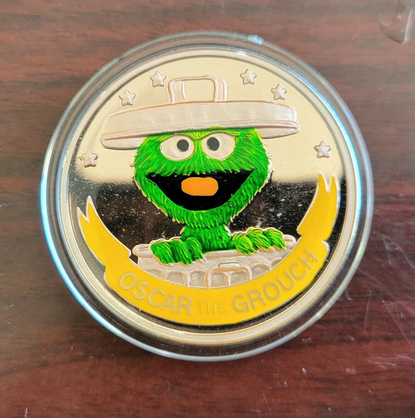 Oscar Sesame Street 20th Anniversary Enameled 1oz. Silver Round .999 Fine