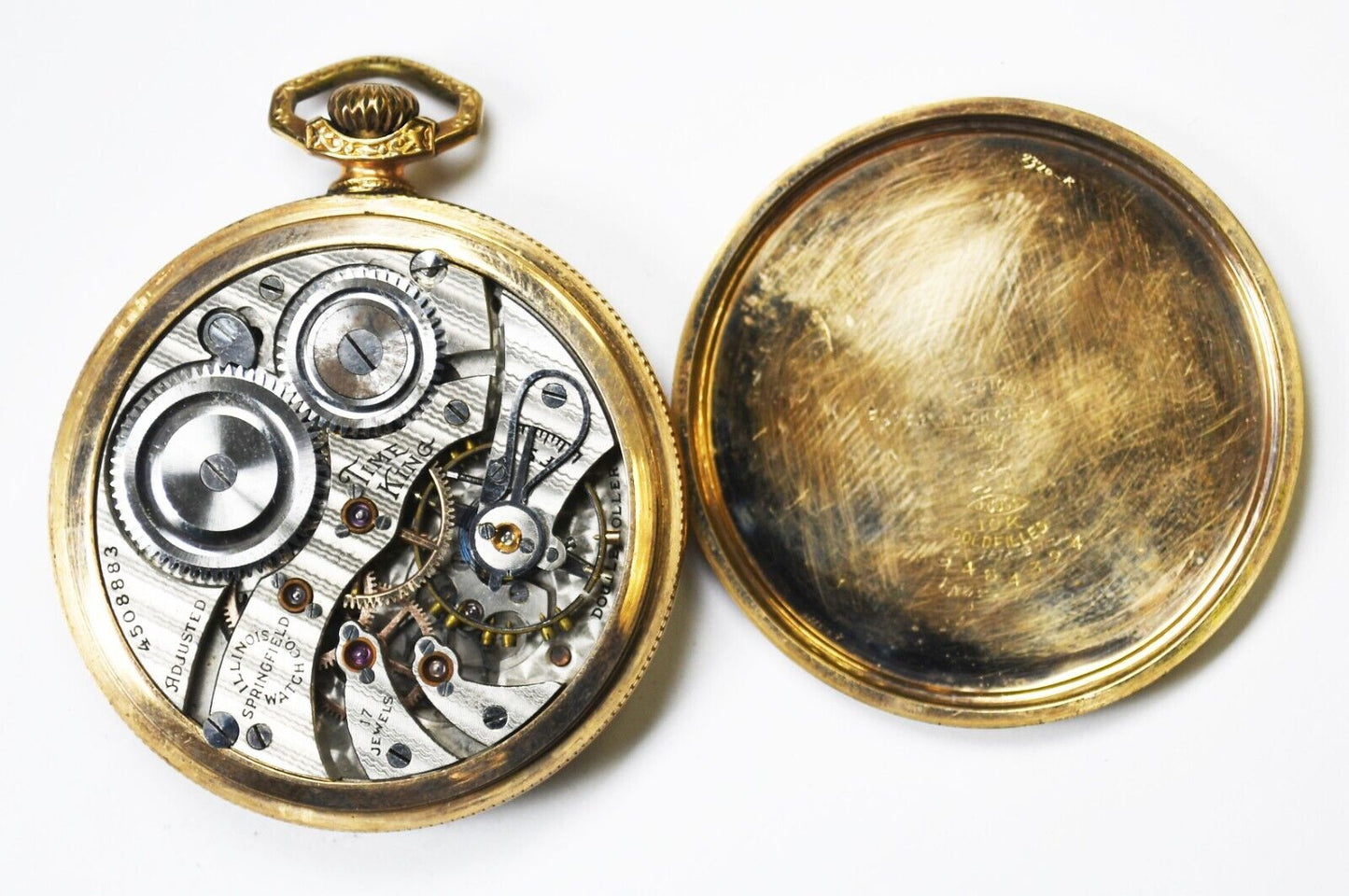 1924 Illinois Size 12 Grade 405 OF Time King Deco GF Pocket Watch Matte Dial