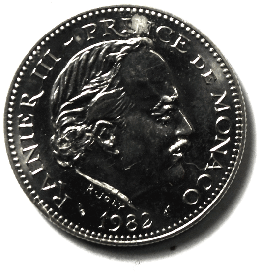 1982 Monaco Five 5 Francs Coin KM# 150 Uncirculated