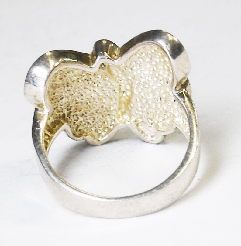 Sterling Silver Blue MOP Butterfly Ring 20mm Size 7