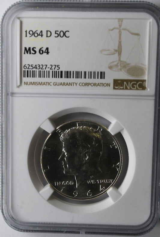 1964 D 50c Kennedy Silver Half Dollar Denver MS64 BU