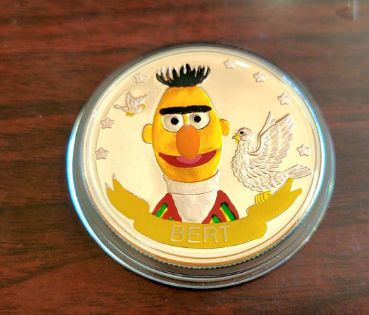Bert Sesame Street 20th Anniversary Enameled 1oz.Silver Round .999 Fine