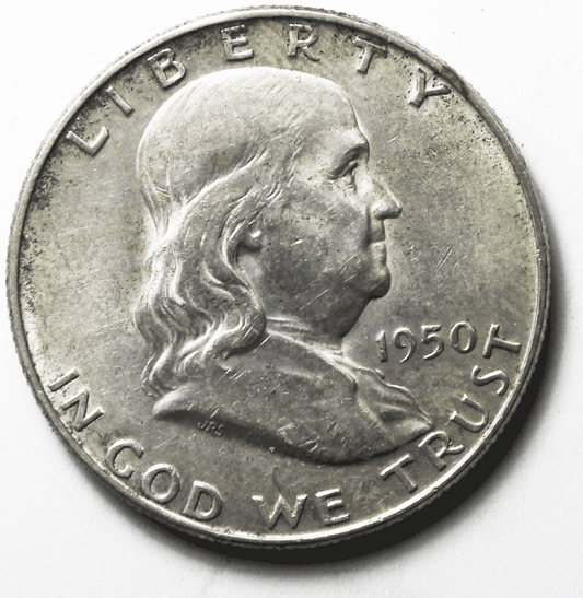 1950 D 50c Franklin Silver Half Dollar Fifty Cents Denver AU