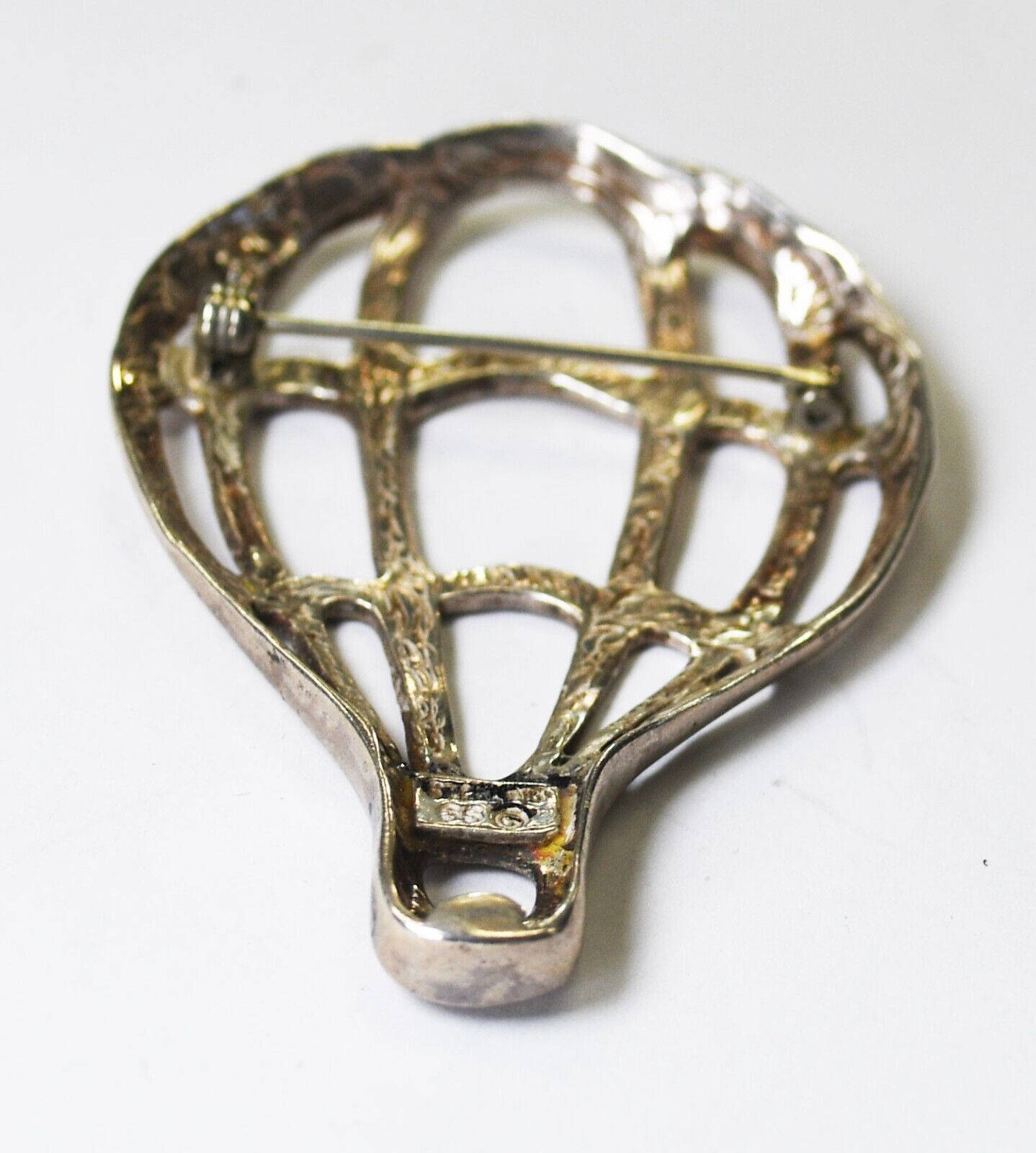 Sterling Silver Glenn Sandoval Hot Air Balloon Brooch Pin 59mm x 35mm