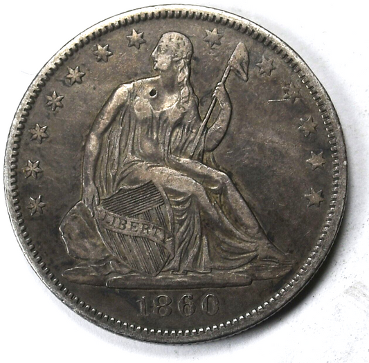 1860 O 50c Seated Liberty Silver Half Dollar Fifty Cents New Orleans Graffiti