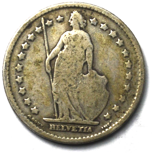 1899 B Switzerland One Franc Silver Coin KM# 24