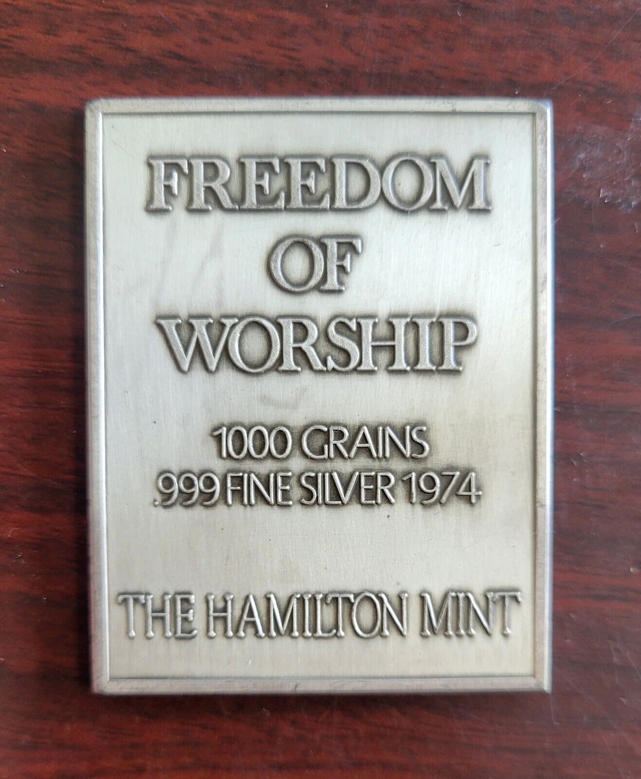 1974 Hamilton Mint Saturday Evening Post Freedom Of Worship Silver 1000 grains