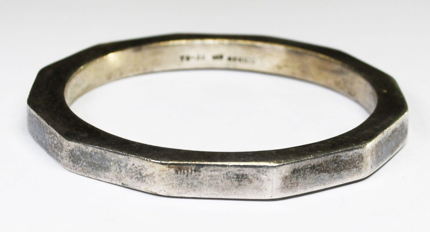 Sterling Silver Dodecagon 12 Sided Small Bangle Bracelet 7mm