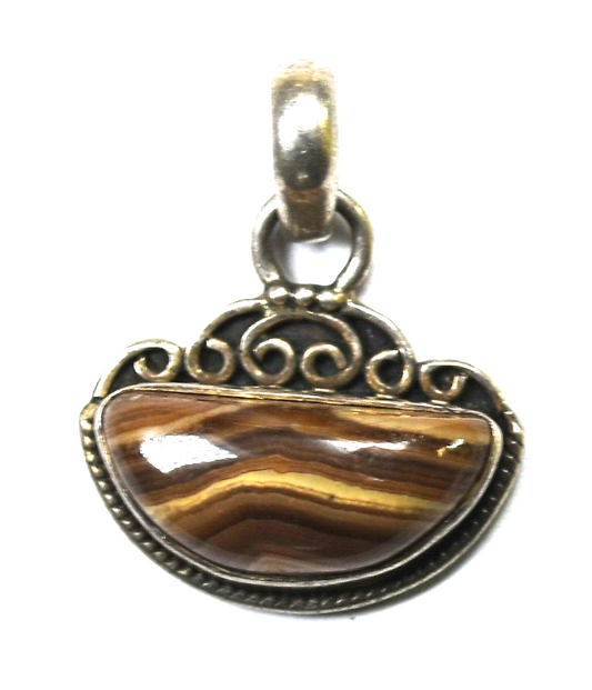 Sterling Silver Tiger Iron Pendant 27mm x 22mm