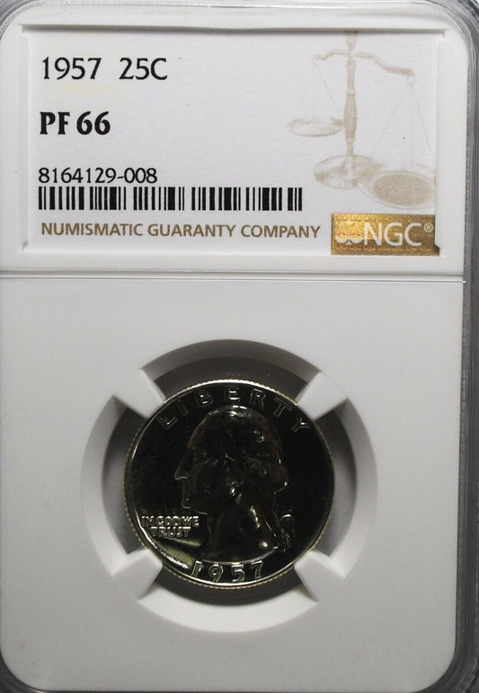 1957 25c Washington Proof Silver Quarter Dollar NGC PF66