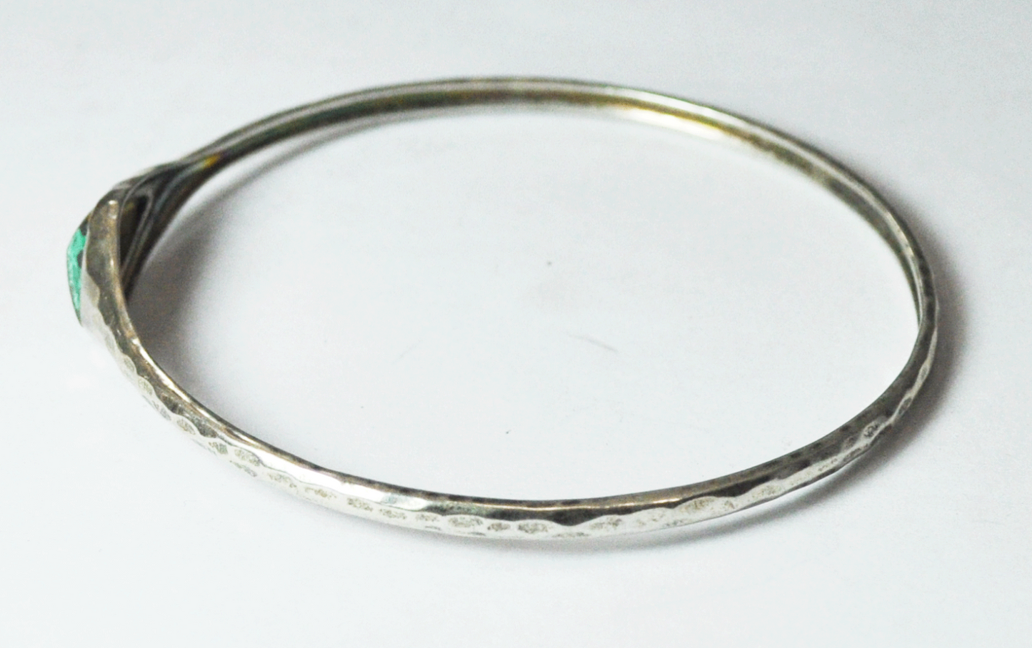 Sterling Silpada Turquoise Round Hammered Large Bangle Inlay Bracelet 10mm