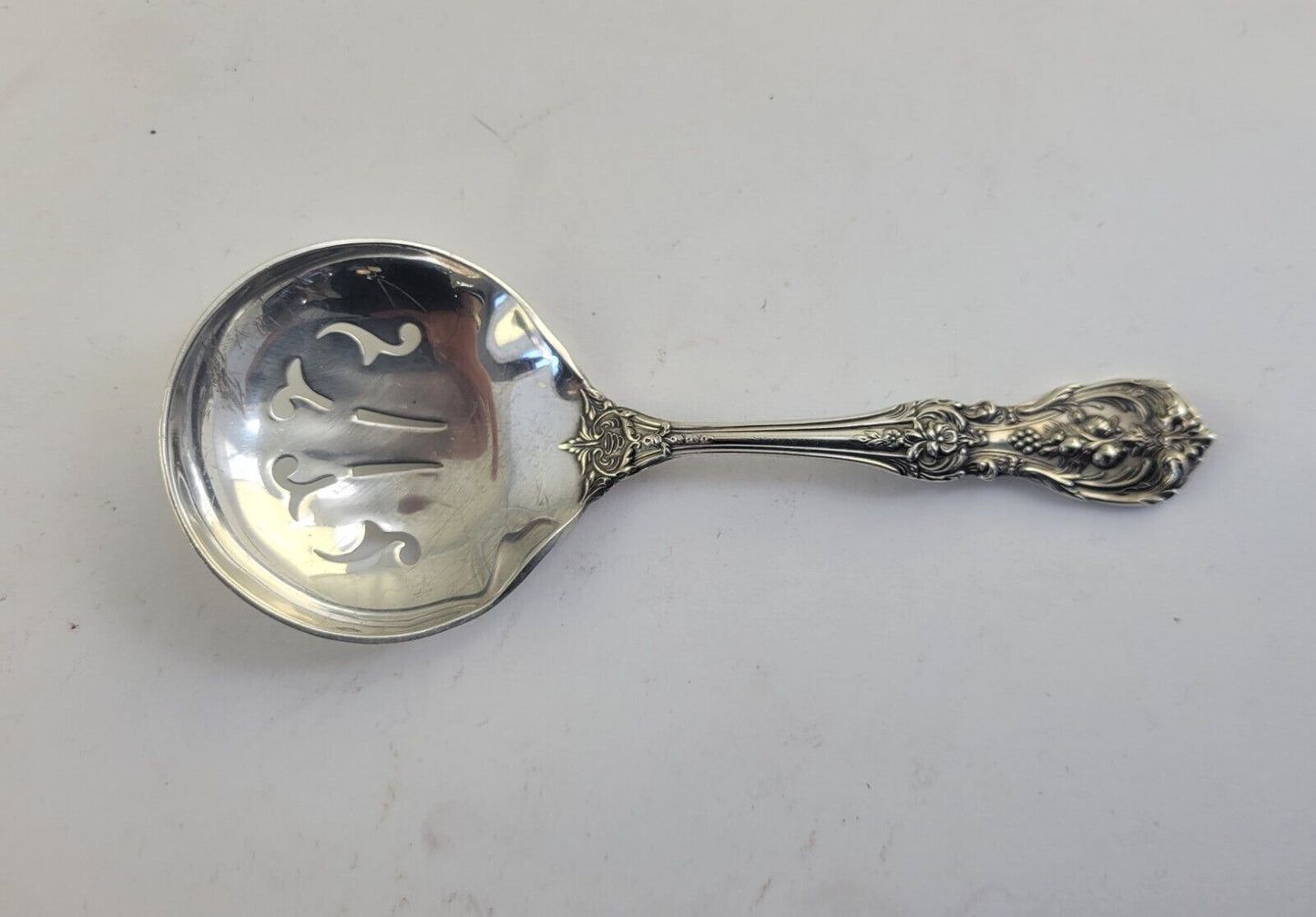 Reed & Barton Francis I Sterling Pierced Bon Bon Spoon4 5/8"- New Mark 1.2oz.