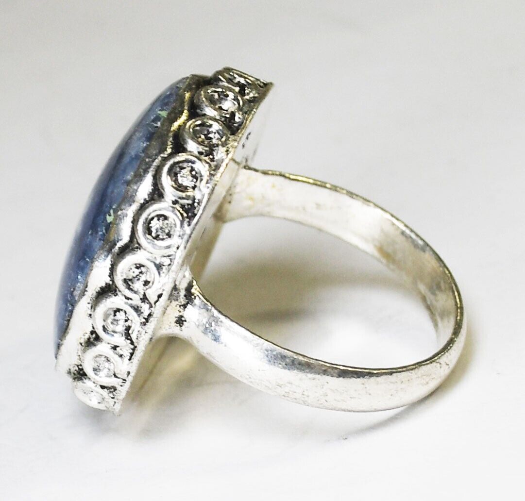 Sterling Silver Blue Druzy Quartz Hoop Halo Ring 25mm Size 9