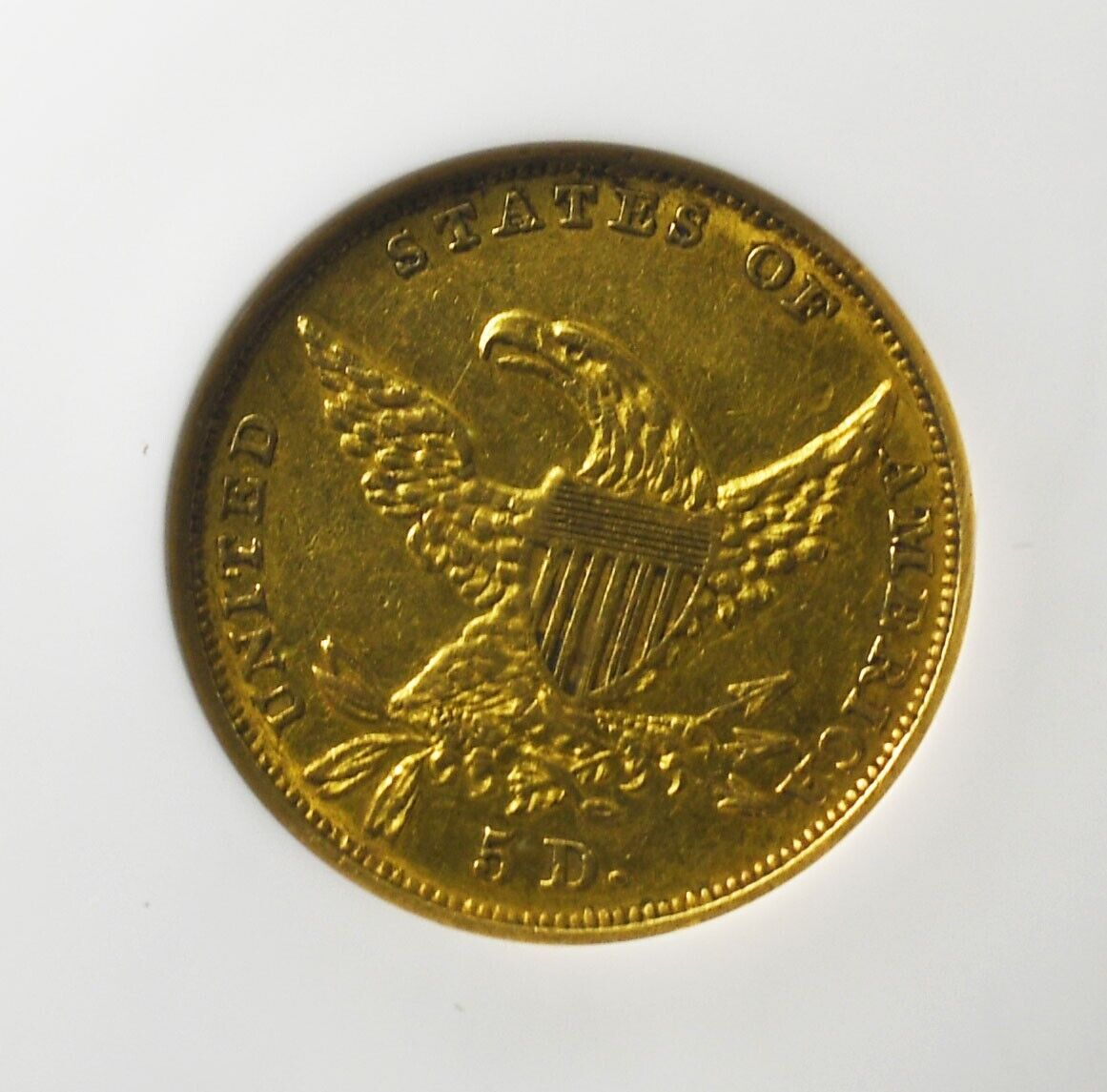 1834 $5 Classic Head Plain 4 Five Dollars Half Eagle Gold Coin NGC AU53