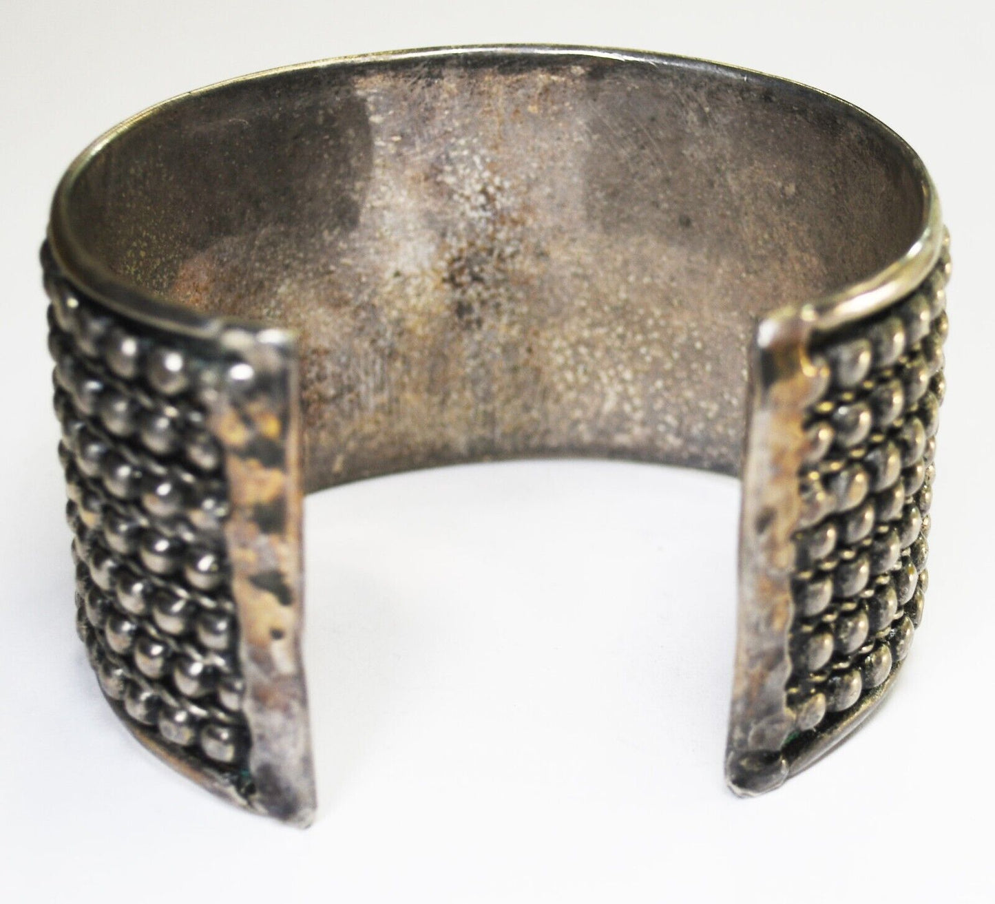 Sterling Silver Seven 7 Row Dot Wide Cuff Bracelet 42mm 7.5" Wrist