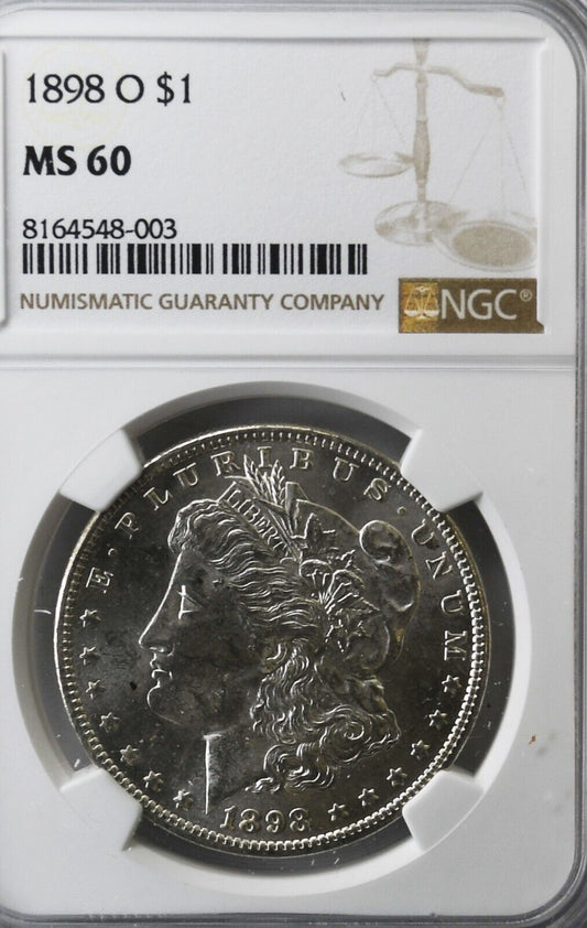 1898 O $1 Morgan Silver Dollar MS60 NGC Uncirculated New Orleans
