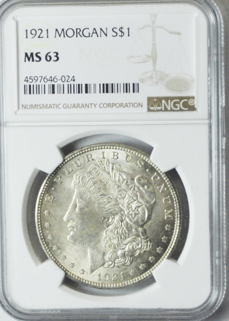 1921 $1 Morgan Silver One Dollar NGC MS63 VAM 28 Wide Infrequent Reeding