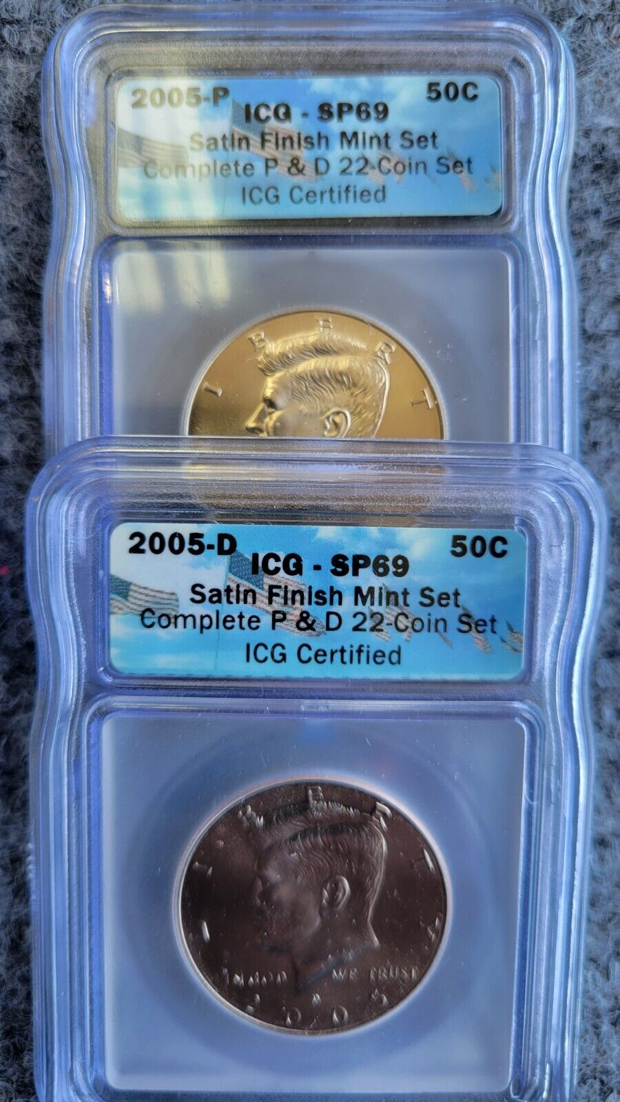 2005-P & D Satin ICG SP69 Set Sacagawea, Cent, Dime, Half, Quarter, Nickel 22pc