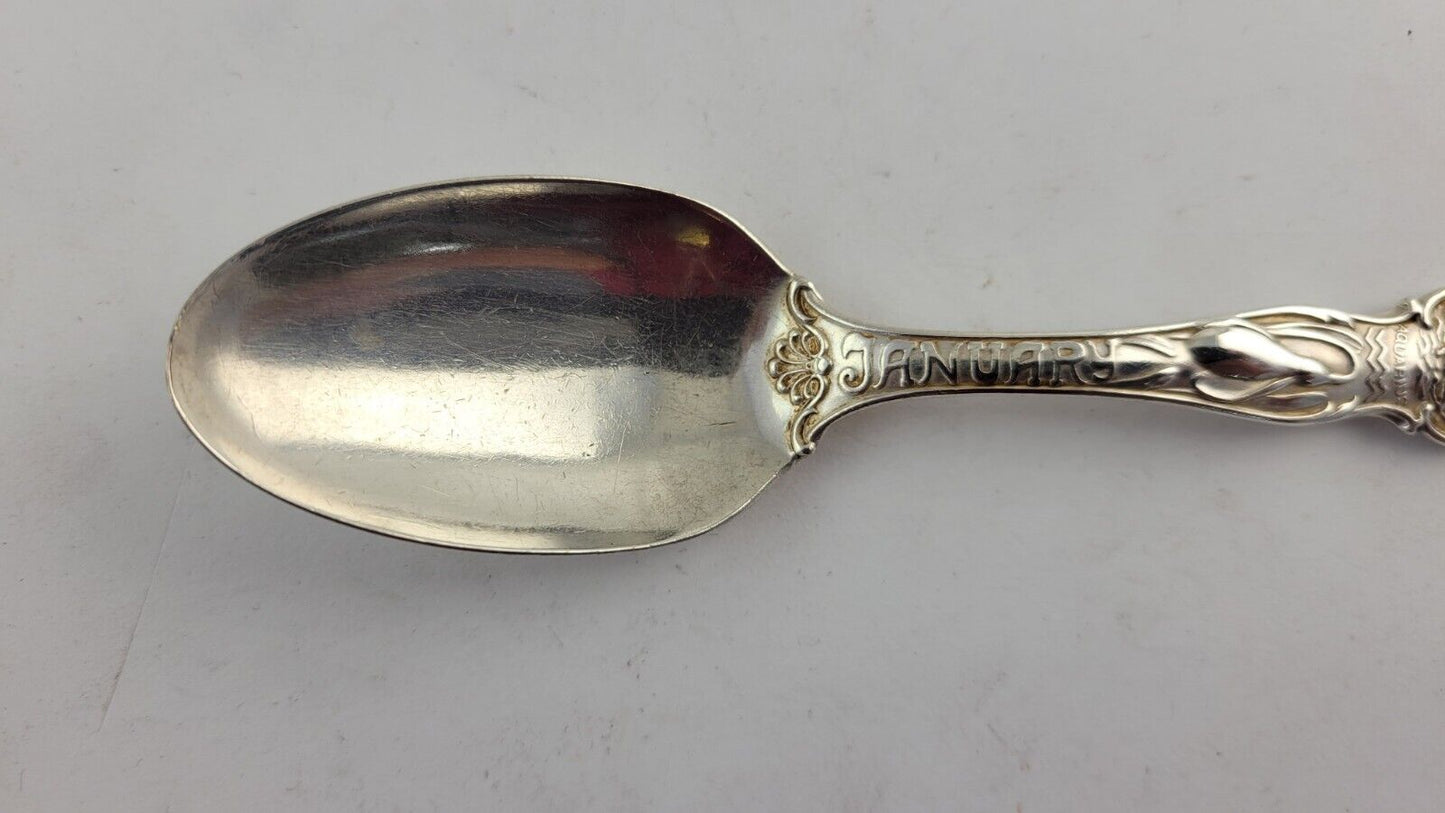 January Aquarius Snow Drop Sterling  Silver 5 7/8" Souvenir Spoon .84oz. Wallace
