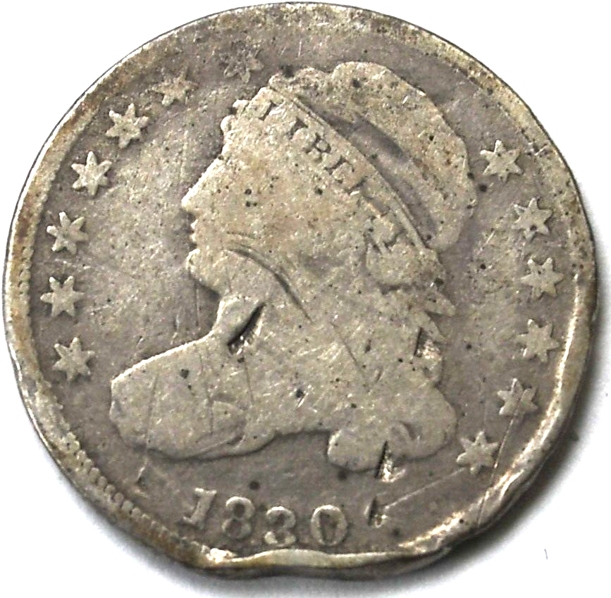 1830 10c Capped Bust Silver Ten Cents Dime Philadelphia