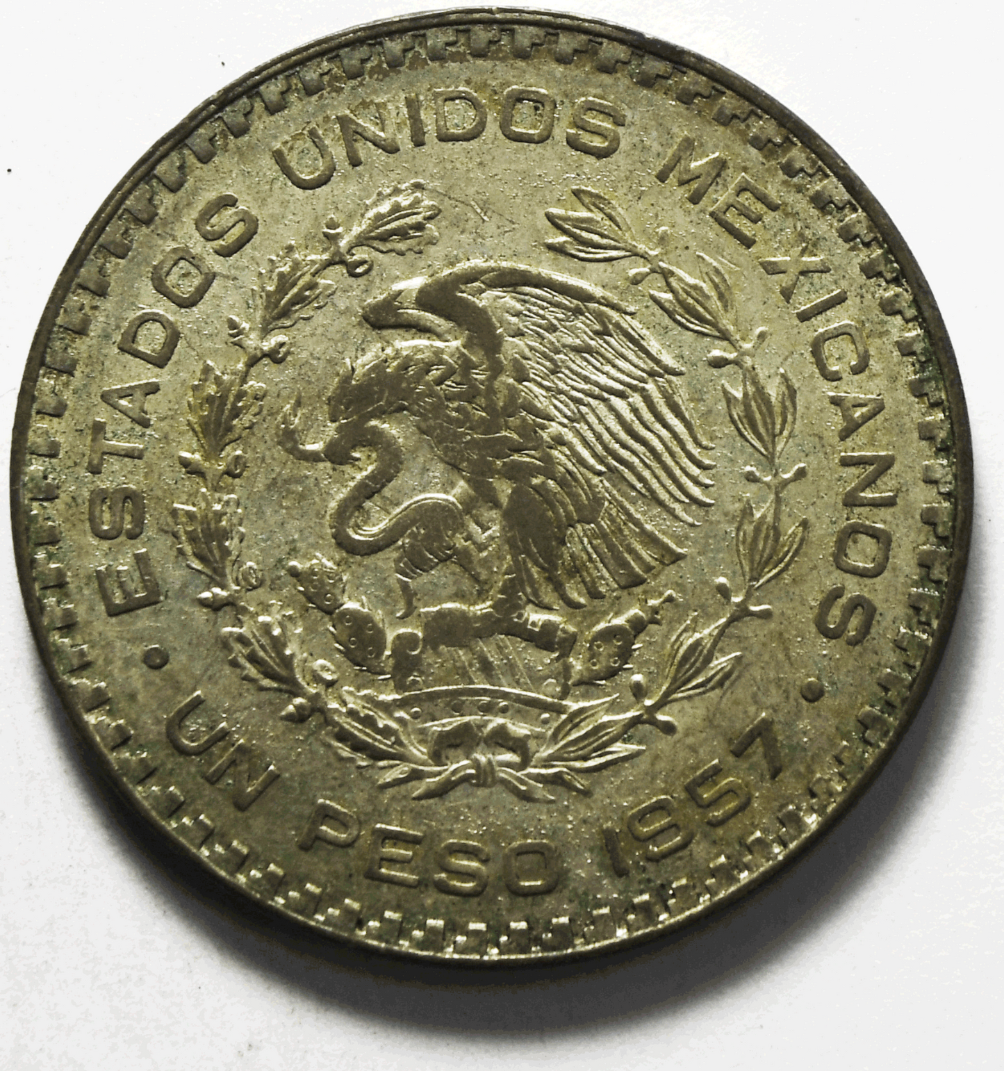 1957 Mexico Estados Unidos Mexicanos One Peso Silver Coin KM#458