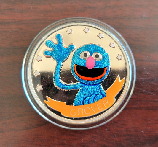 Grover Sesame Street 20th Anniversary Enameled 1oz. Silver Round .999 Fine