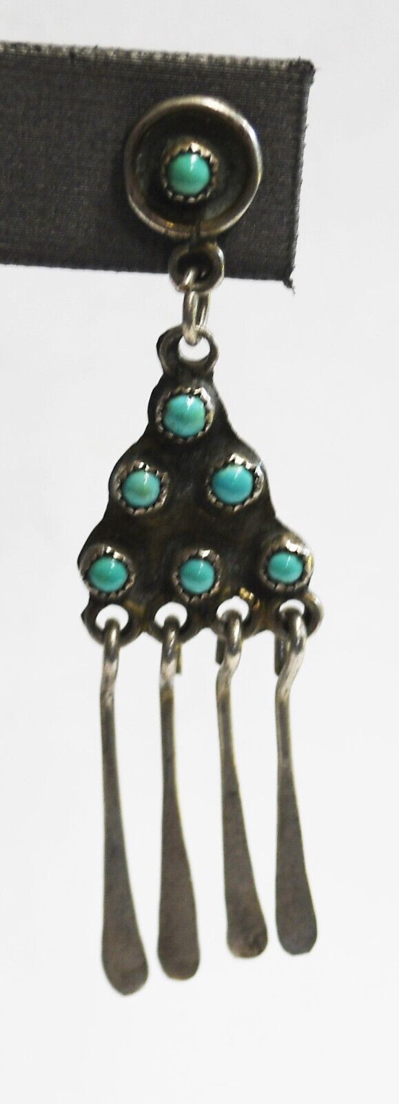 Sterling Triangle Turquoise Cluster Dangle Chandelier Earrings 56mm x 15mm