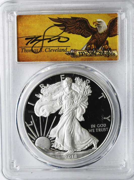 2018 W $1 Silver American Eagle PCGS PR70 DCAM Proof Ounce First Day Cleveland