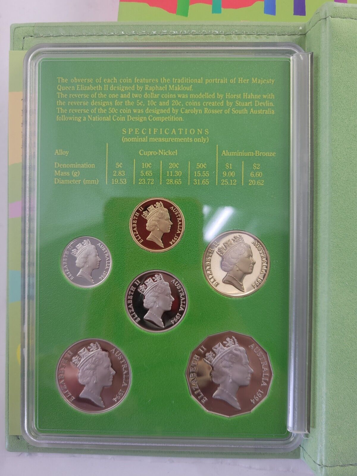 1994 Australian 6 coin Proof Set w/Paperwork $2 Coin Year Of The Family