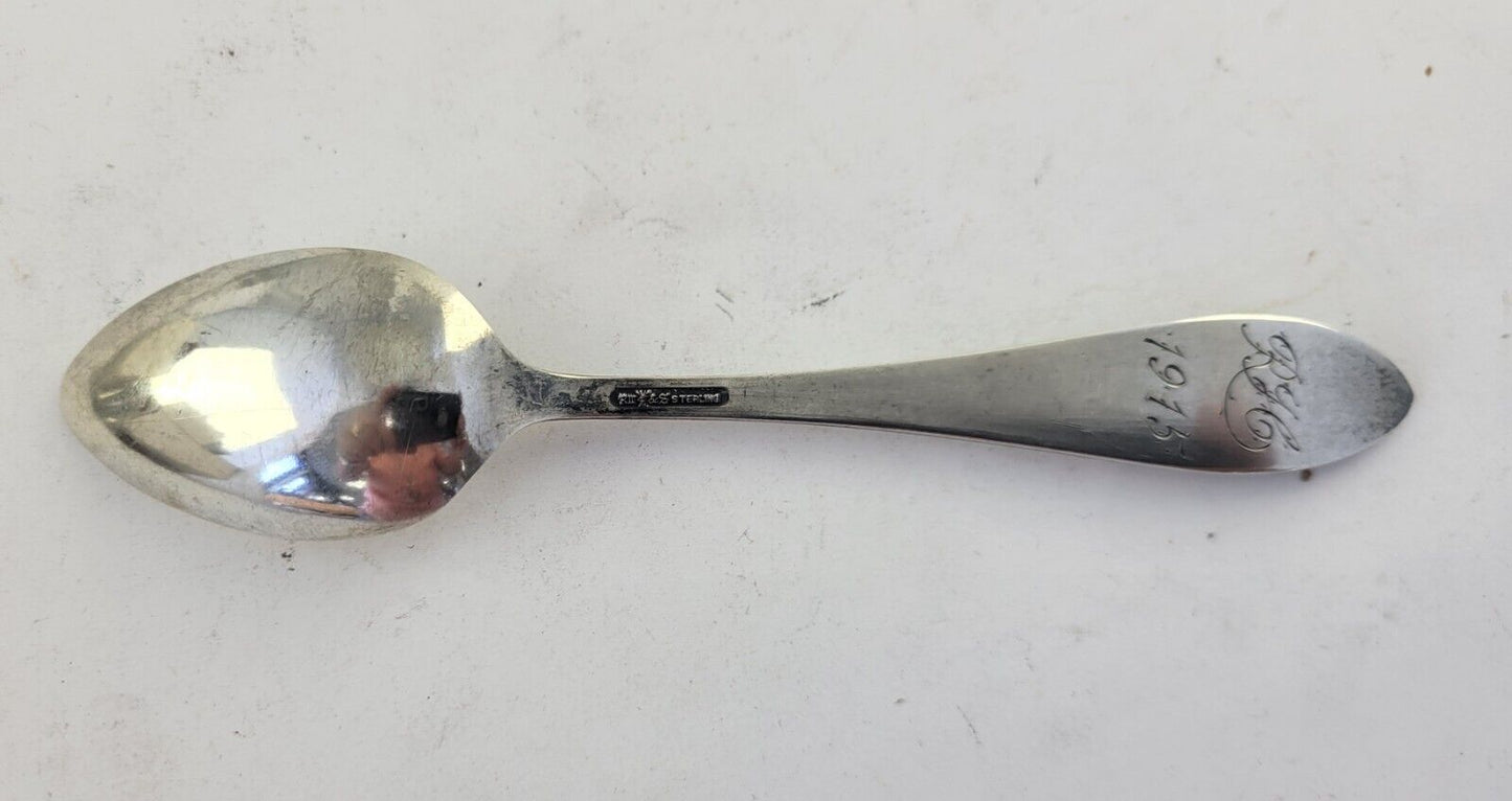 1915 Wesleyan University 5 5/8" Sterling Silver Souvenir Spoon Kansas .65oz