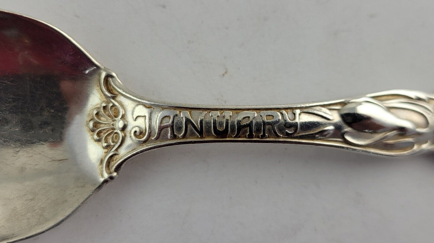 January Aquarius Snow Drop Sterling  Silver 5 7/8" Souvenir Spoon .84oz. Wallace