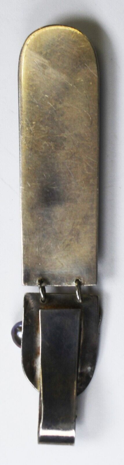 Sterling Signed Modern Ocean Jasper Pearl Pendant 3-5/8" x 17mm