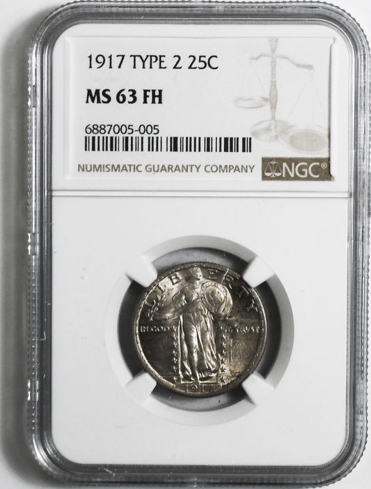 1917 25c Standing Liberty Silver Quarter Philadelphia Type 2 NGC MS63 FH