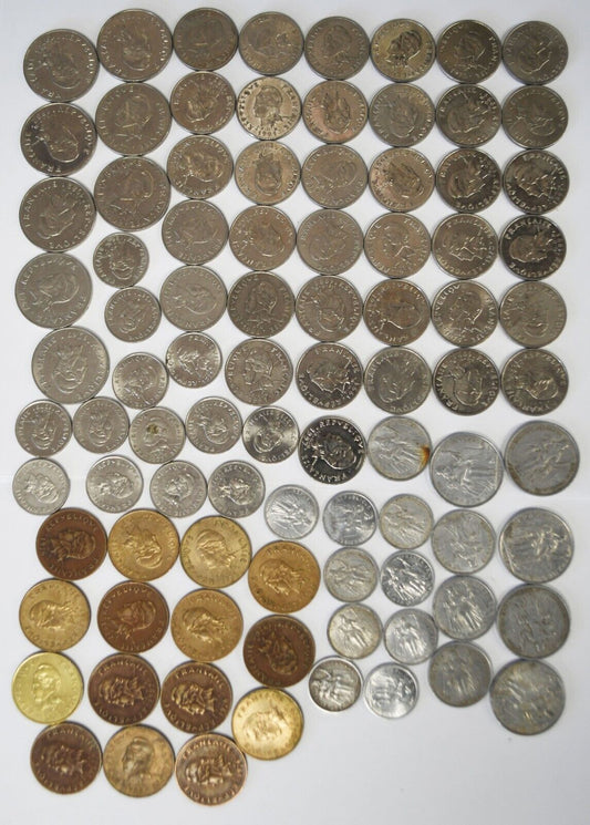 90pc France French Colonies Oceania Polynesia Coins Lot 1949-2009 100 50 20