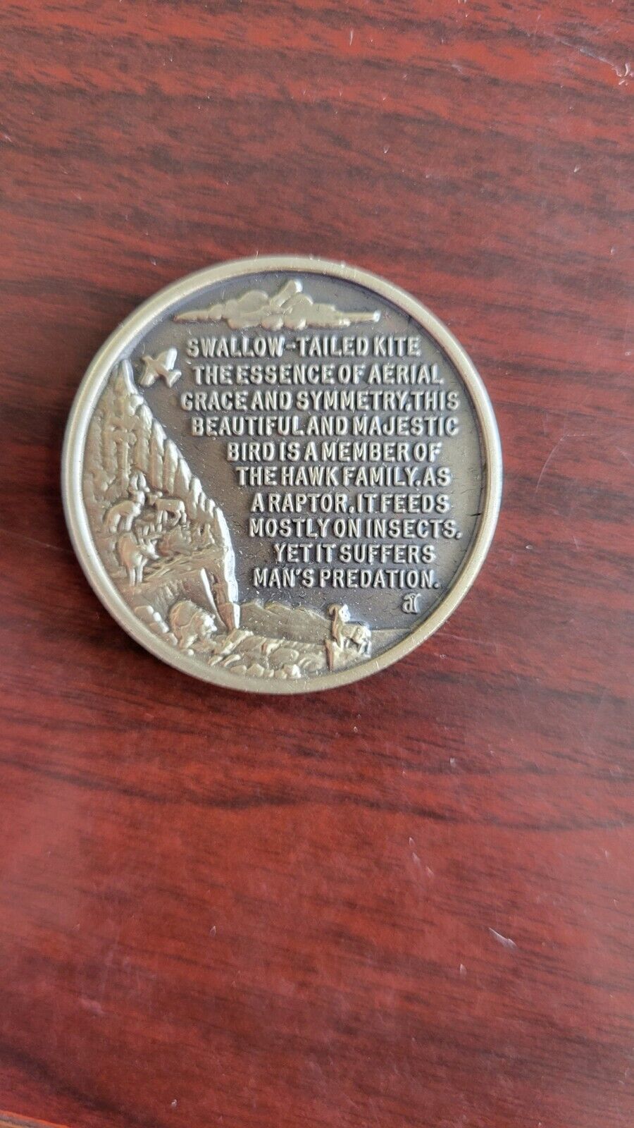 Longines Symphonette Sterling Swallow Tailed Kite Wildlife Series Medal 1.1oz