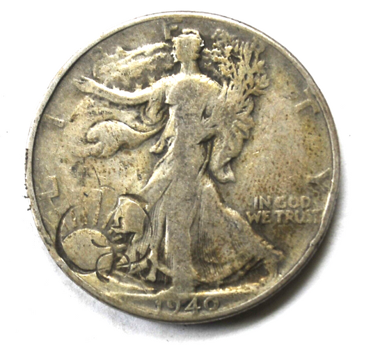 1940 50c Walking Liberty Silver Half Dollar Fifty Cents Counter Stamped 79